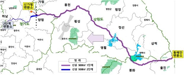 230㎞ 동해안-수도권 송전선 공사 본격화…"2026년 준공 총력"