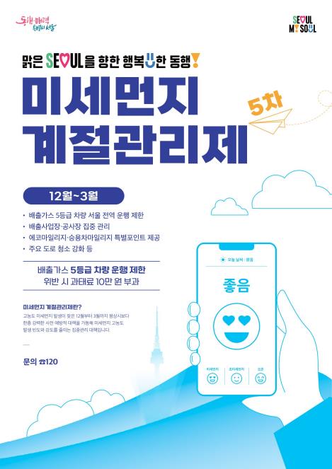 12월부터 5등급 차량 서울 운행 제한…미세먼지 계절관리제