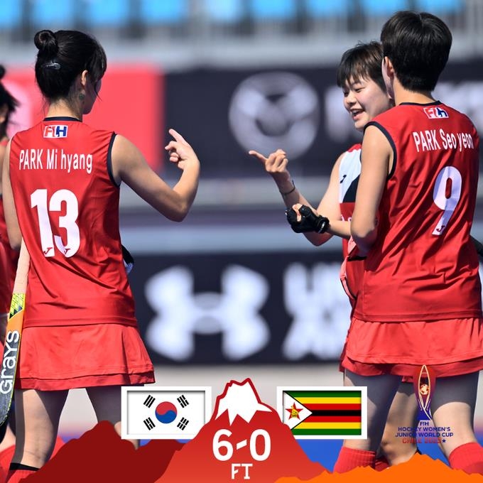 한국, 주니어 여자하키 월드컵 첫날 짐바브웨 6-0 완파