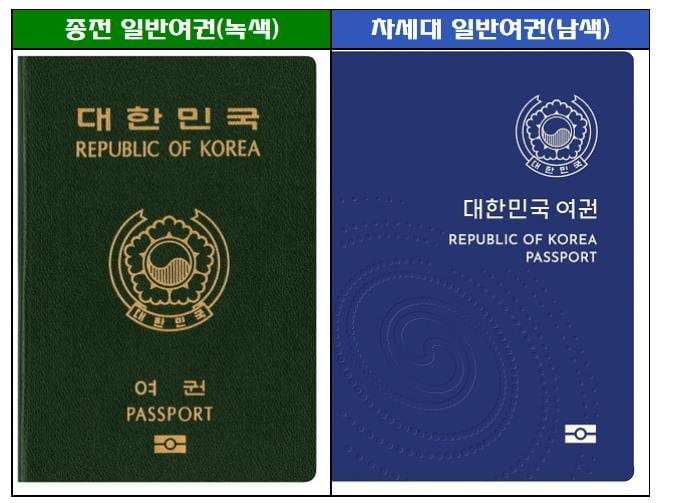 녹색 구여권 발급 종료…"이젠 남색 여권만"