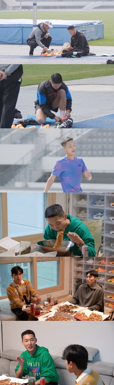 '육상 신기록' 우상혁, 누가봐도 저체중인데…도넛 6개+라면 4봉지 순삭('미우새')