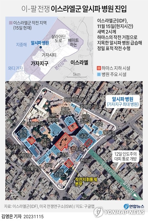 이스라엘군 "알시파 병원서 하마스 무기 발견…인질 징후 없어"(종합2보)