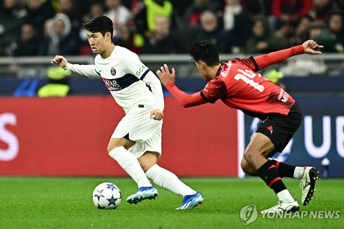 PSG, AC밀란에 1-2 역전패…교체 투입 이강인은 '골대 불운'