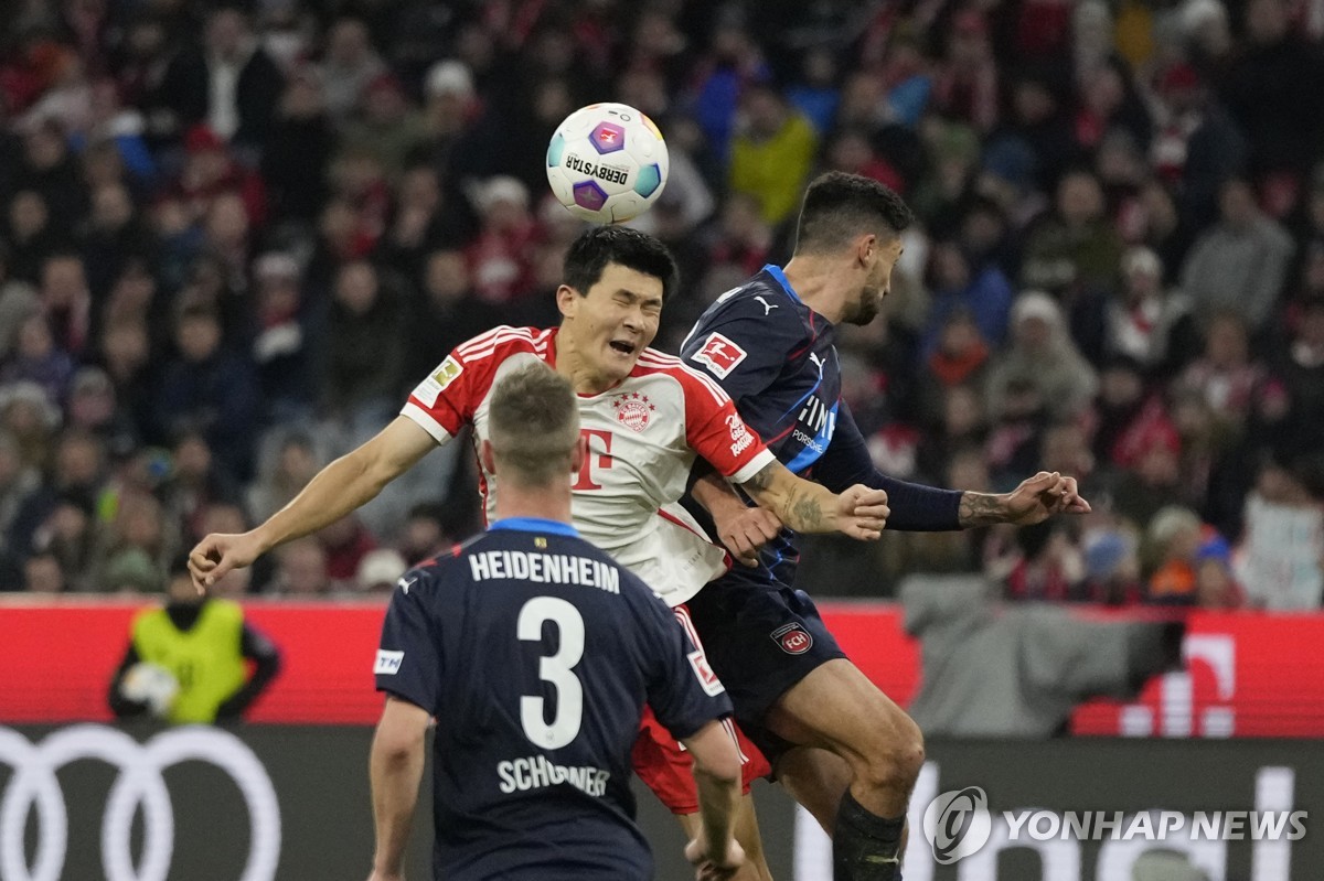 뮌헨, 하이덴하임에 4-2 대승…김민재 패스 실수로 실점