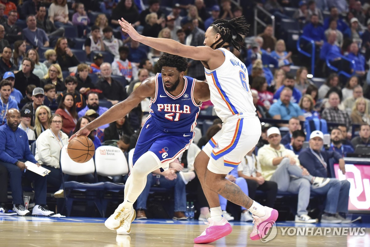 '엠비드+맥시 63점' NBA 필라델피아, 오클라호마시티에 진땀승