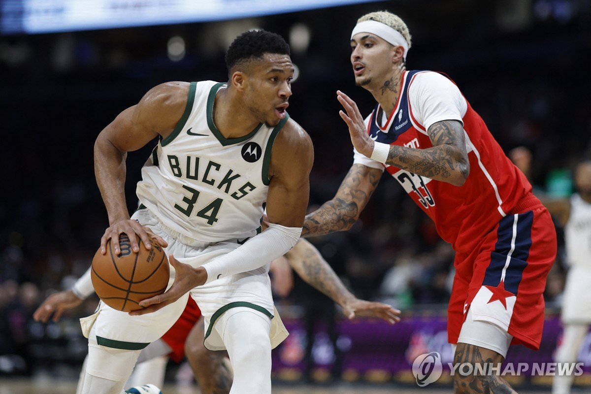 아데토쿤보 42점 폭발…NBA 밀워키, 워싱턴 꺾고 5연승