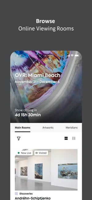 아트바젤의 앱에서 선보이는 온라인 뷰잉룸. 