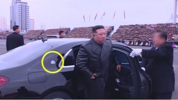 김정은 북한 국무위원장의 전용차가 벤츠 마이바흐로 바뀐 모습. /사진=SBS 보도화면 캡처