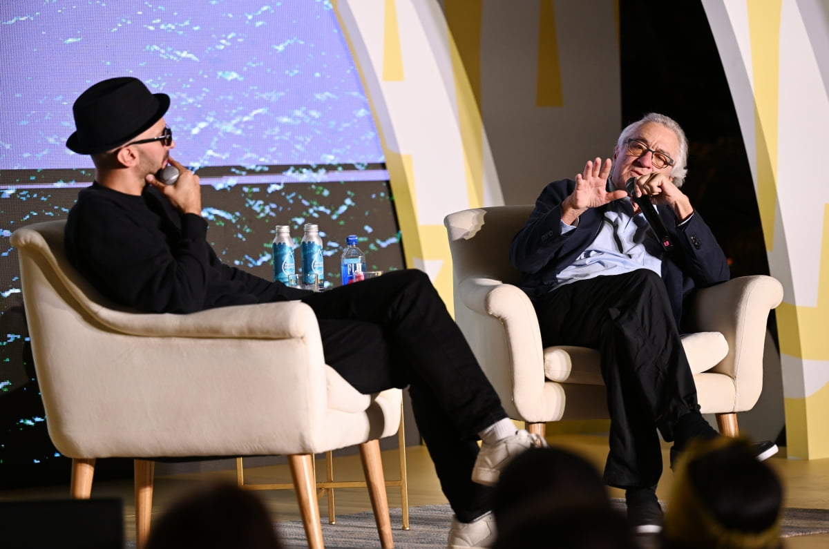 JR and Robert De Niro at Tribeca Festival at Art Basel in Miami Beach, Florida. (c)Stephen Lovekin for Tribeca 