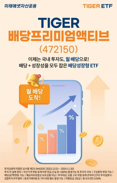 미래에셋, 'TIGER 배당프리미엄액티브 ETF' 신규 상장