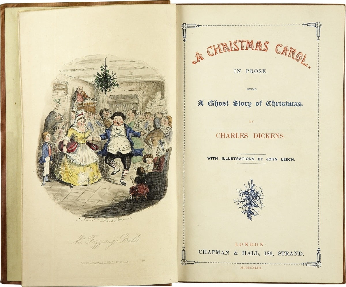 <그림 2> Charles Dickens: A Christmas Carol. In Prose. Being a Ghost Story of Christmas. With Illustrations by John Leech. London: Chapman & Hall, 1843. First edition. Title page. In Wikipedia.
