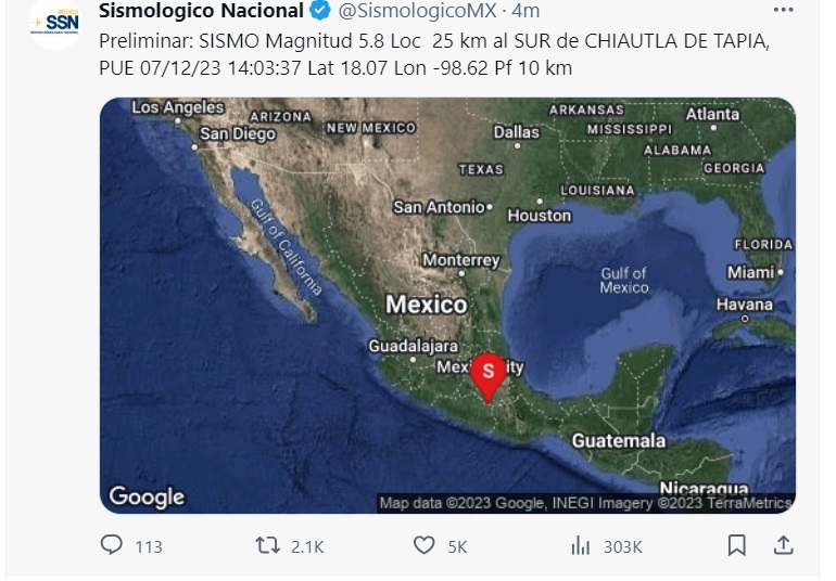 멕시코 중부서 규모 5.8 지진…멕시코시티 '건물 흔들'