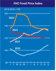 11월 세계식량가격 지수 전월 동일…유지류·유제품·설탕 상승