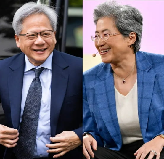 젠슨 황 엔비디아 CEO와 리사 수 AMD CEO (왼쪽부터)