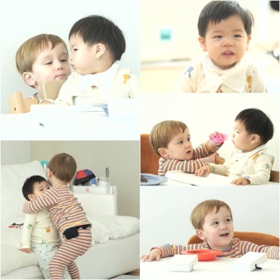 16개월 제이쓴子 준범, 3살 사유리子 젠 만났다 '껌딱지 매력 어필' ('슈돌')