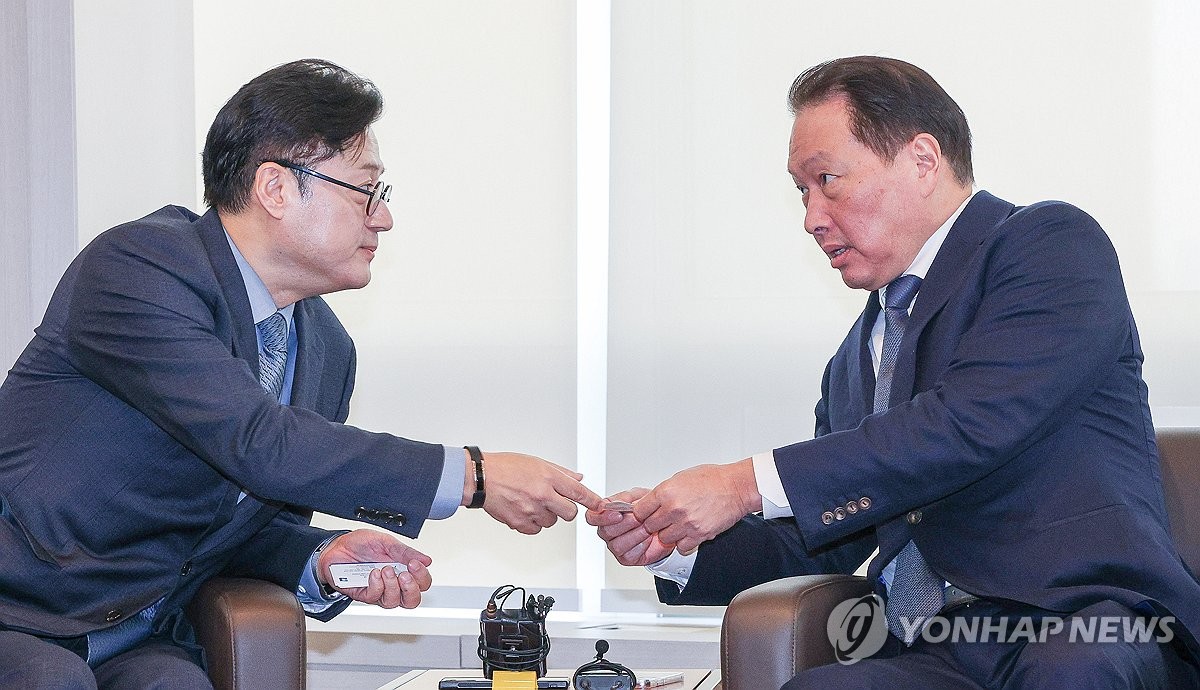 홍익표, 최태원 만나 "기업투자 활성화 제도 개선에 노력"