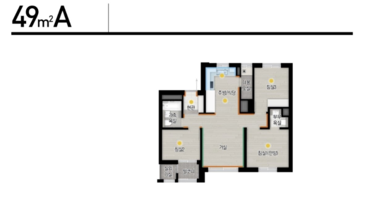메이플자이 전용 49㎡ A타입 평면도