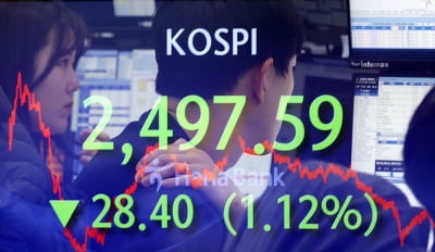 코스피, 1.1% 밀려 2500선 '붕괴'…한 달여 만