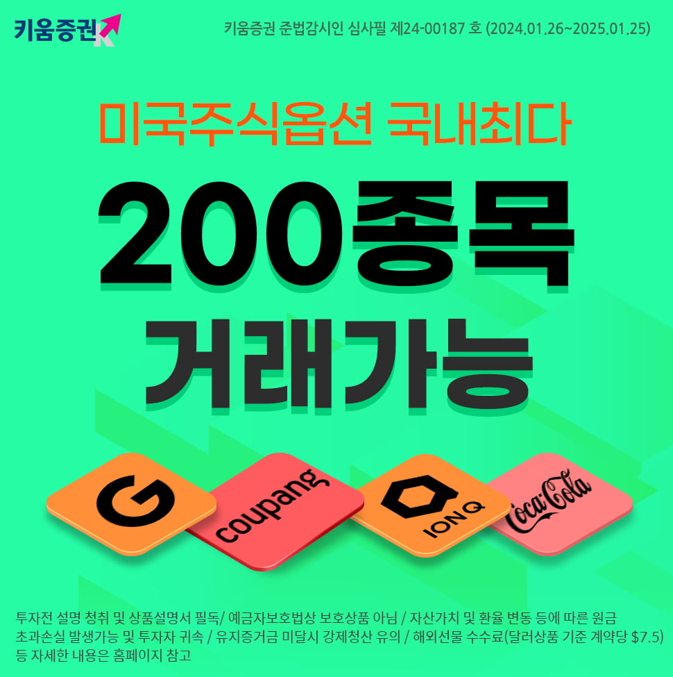 키움증권, 美 주식옵션 기초자산 200종목으로 확대