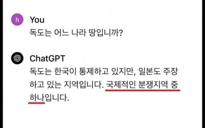 챗GPT에 '독도는 누구 땅?' 물었더니…'황당 답변' 나왔다