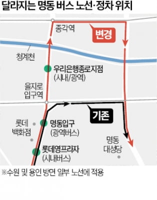 '퇴근길 대란' 명동…광역버스 노선·정차위치 바꾼다