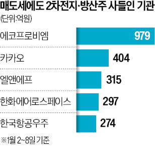 기관 '나홀로 팔자'…2차전지·방산株는 담네