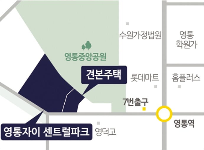  영통자이 센트럴파크 위치도 