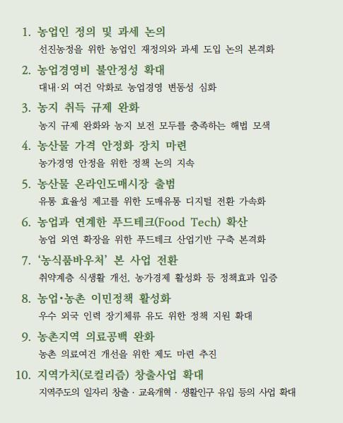 농협, '농산물값 안정화 장치 마련' 등 농업이슈 10개 선정