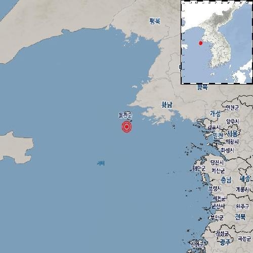 기상청 "인천 옹진 백령도 남쪽 바다서 규모 2.4 지진…피해 없을 듯"