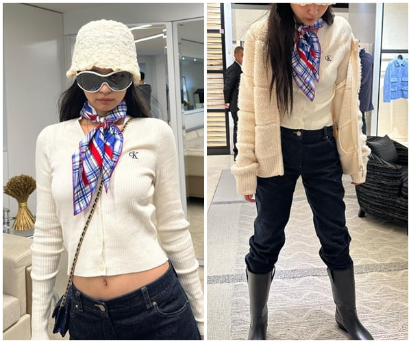 ジェニー、C社50万ウォン台スカーフで目立つ華やかなデートルック