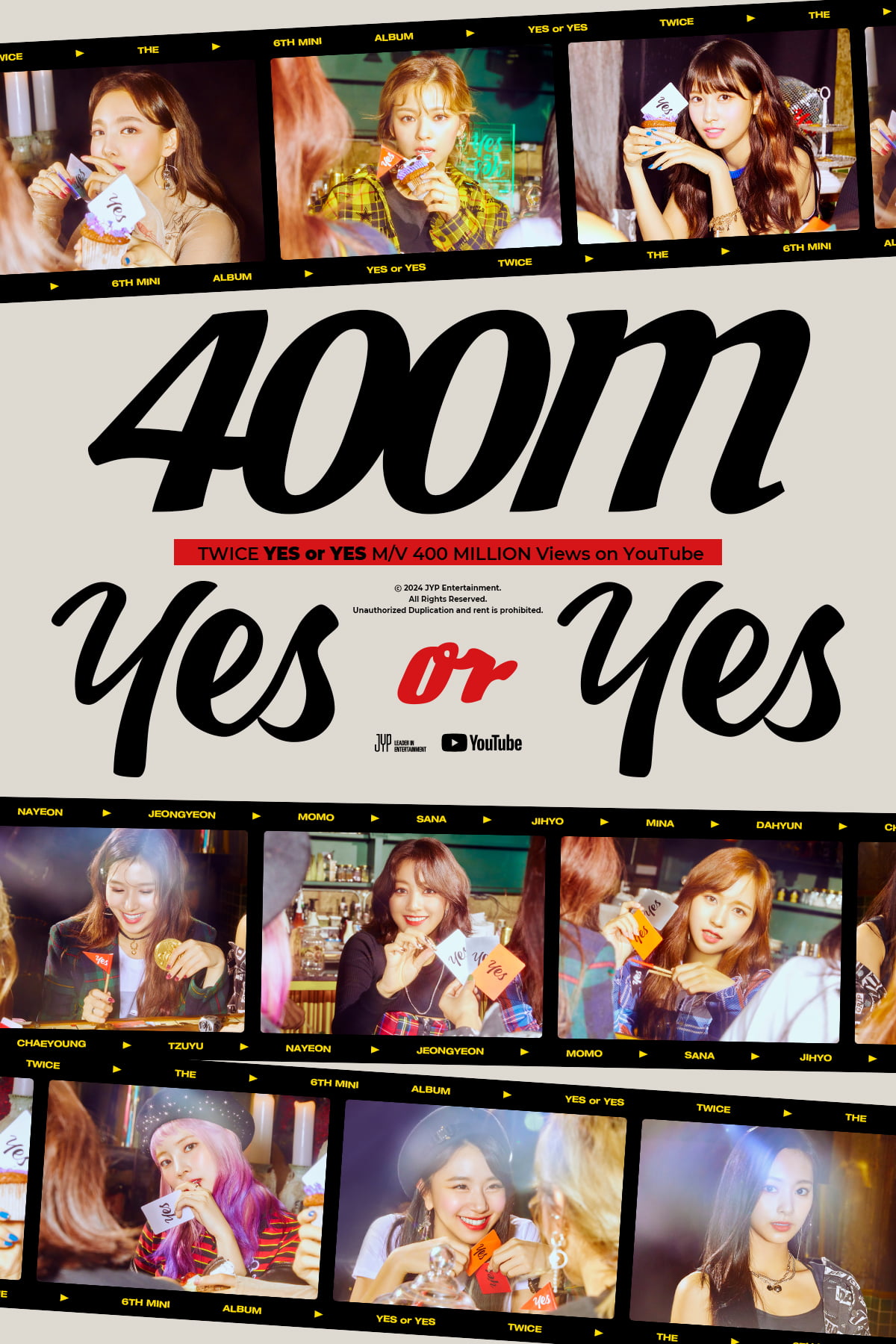 트와이스, 'YES or YES' 뮤직비디오 유튜브 4억 뷰 돌파