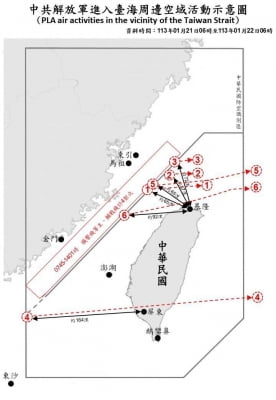 중국, 총통선거 후에도 대만 압박…대만군 "중국 풍선 6개 포착"