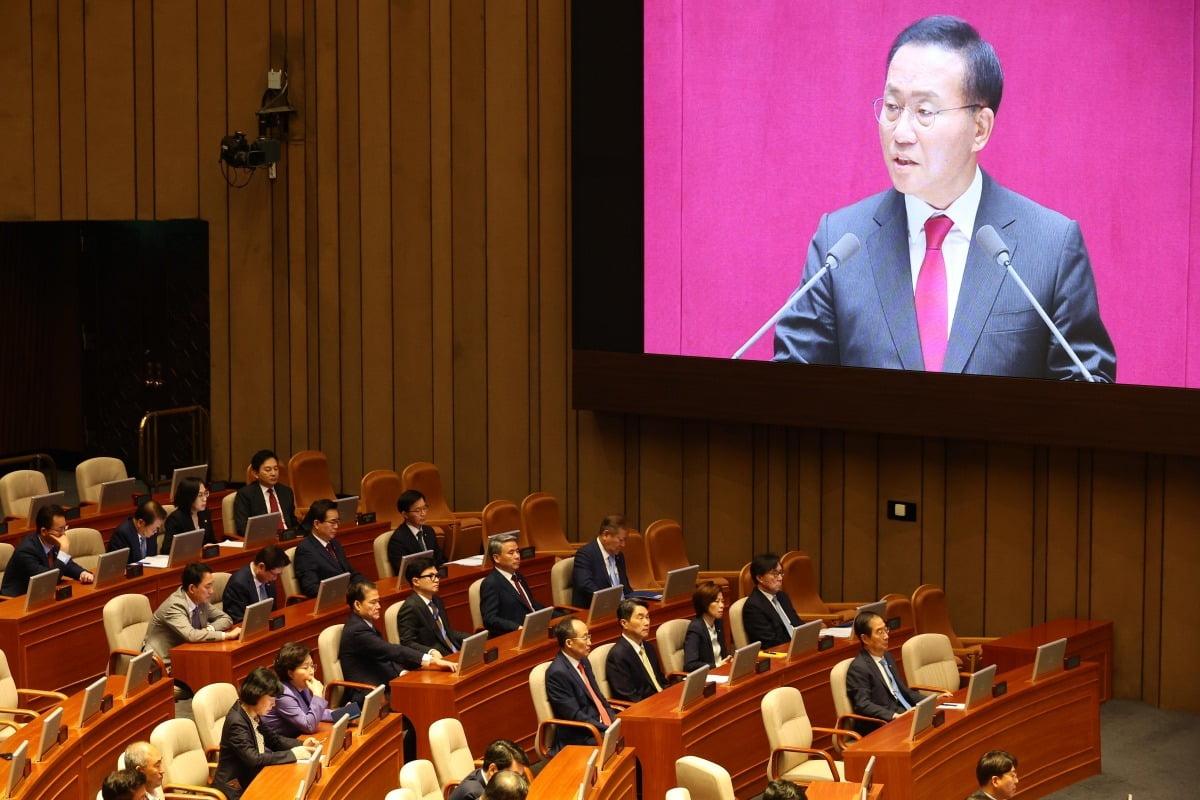 국회는 21일 본회의에서 국민의힘 윤재옥 원내대표 교섭단체 대표연설을 가졌다. / 사진=김병언 기자