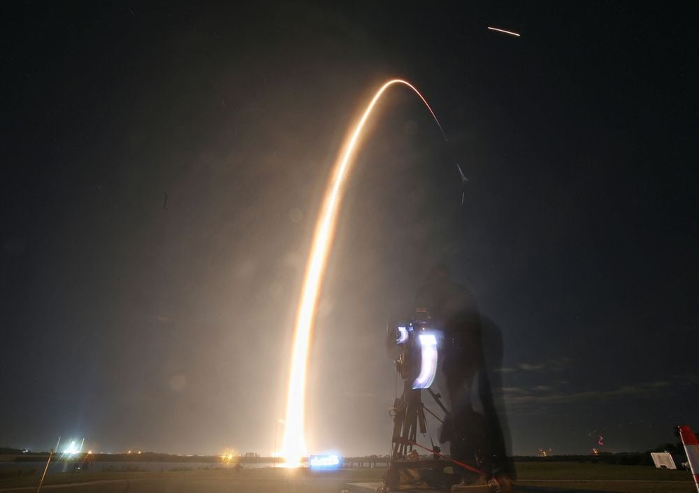 오디세우스를 실은 스페이스X 팰컨 9 로켓의 궤적/ 사진=AFP 연합뉴스