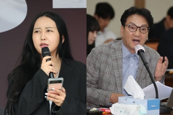 박근혜 정부 '국정농단' 사태로 복역 중인 최서원(개명 전 최순실)씨의 딸 정유라씨, 안민석 더불어민주당 의원. / 사진=뉴스1