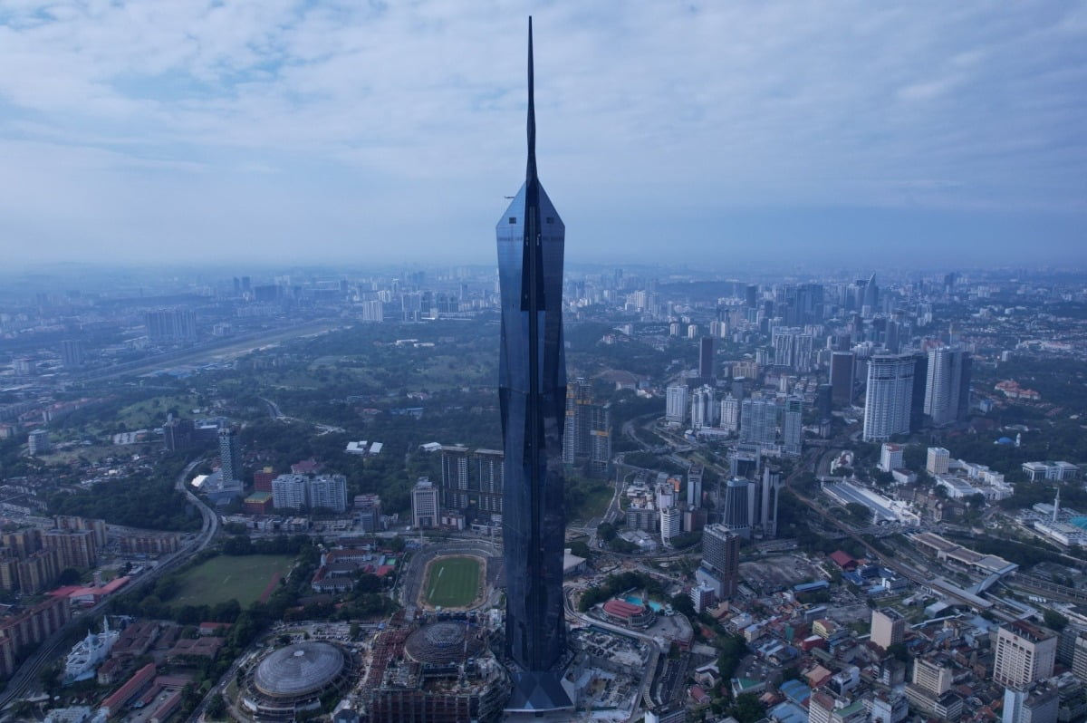 삼성물산이 지난 1월 준공한 세계에서 두 번째로 높은 말레이시아 메르데카118 빌딩. 사진=삼성물산 제공