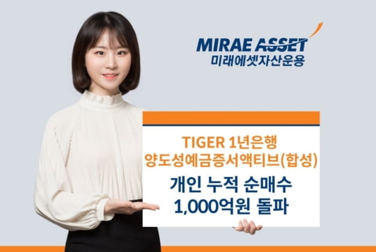 '9일 만에 1000억'…'TIGER 1년물 CD금리' ETF에 개미들 몰렸다