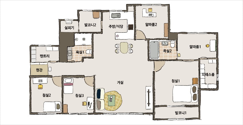  북수원 이목지구 디에트르 더 리체 84A 평면도 