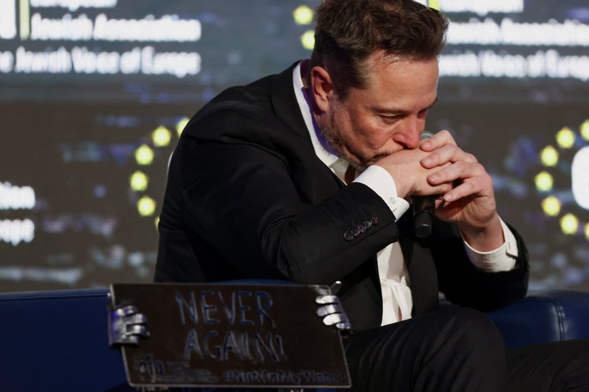 	
<YONHAP PHOTO-0365> Tesla CEO Elon Musk attends a conference organized by the European Jewish Association, in Krakow, Poland, January 22, 2024. REUTERS/Lukasz Glowala/2024-01-23 01:08:58/