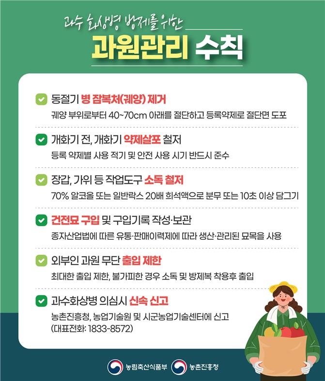 농식품장관 "과수화상병 발생 최소화해야"