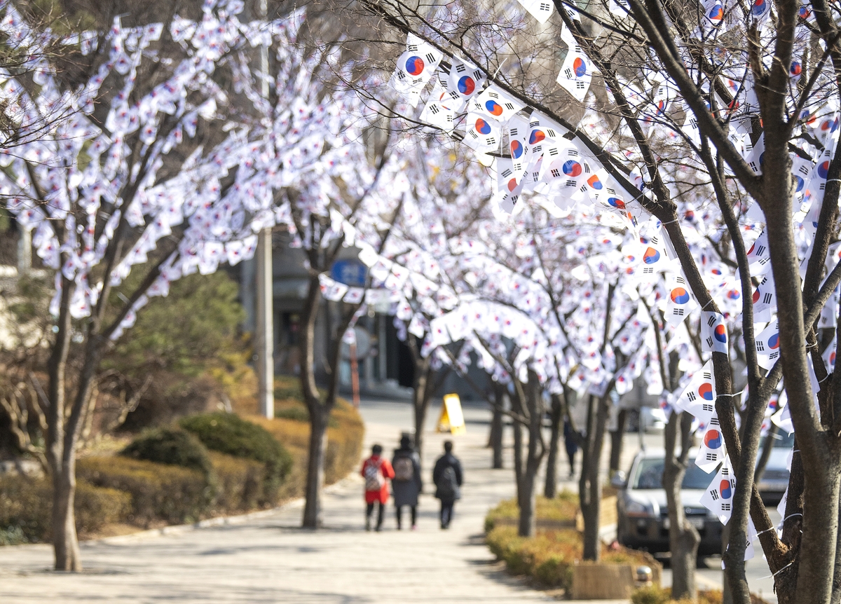 '나무에 태극기꽃'…용산구 3.1절 효창공원에 태극기거리