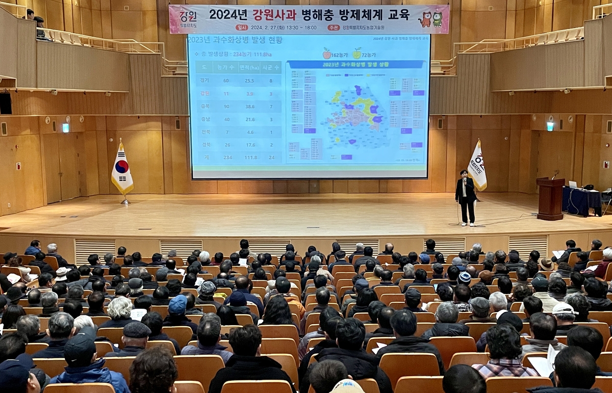 강원농업기술원, 평창서 사과 병해충 방제체계 교육