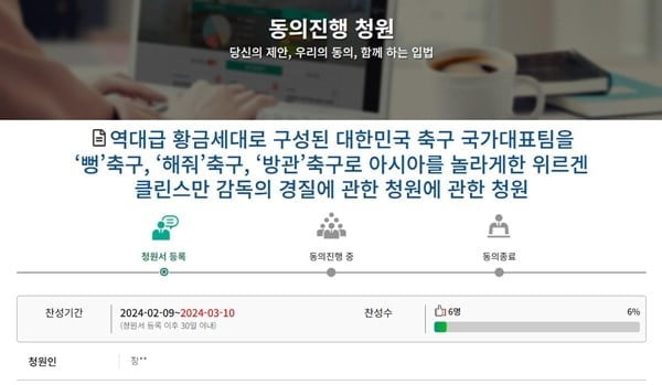 "클린스만 돌아가라"…청원까지 등장