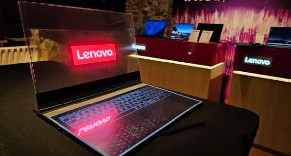 "다 보이네"...레노보, 투명화면 노트북 시제품 공개