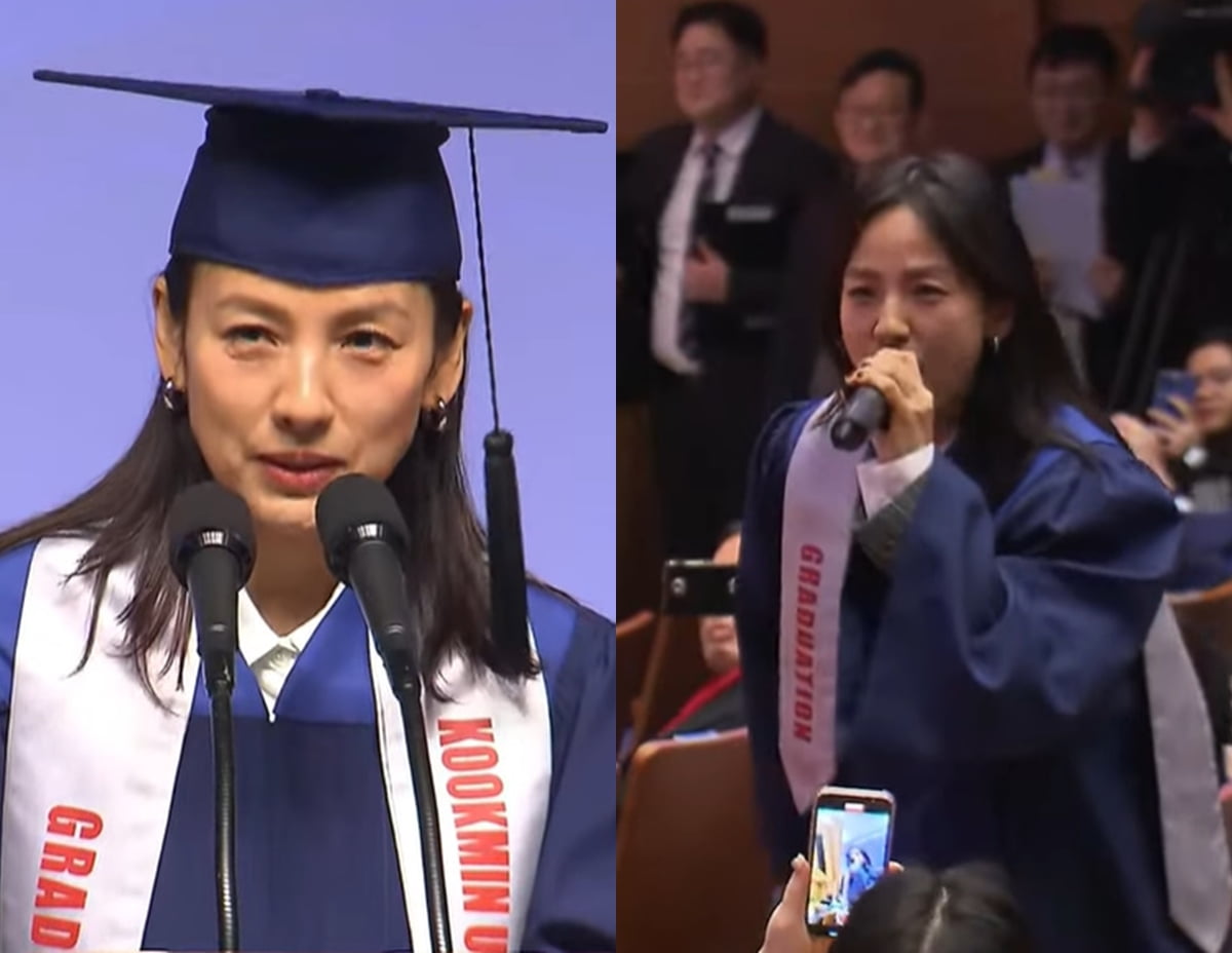 The congratulatory speech at the graduation ceremony is also different because it is given by Lee Hyori