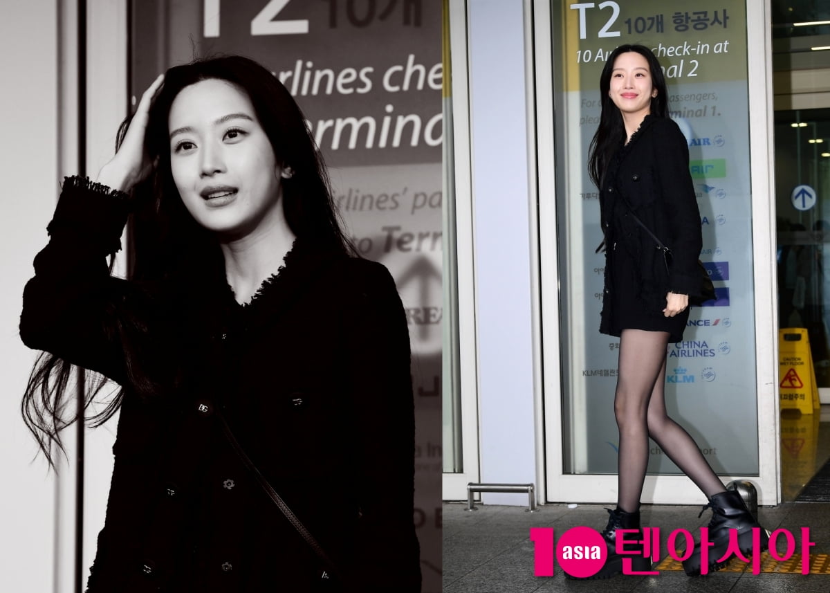 Mun Ka-young, airport fashion fluttering innocence...elegant black 