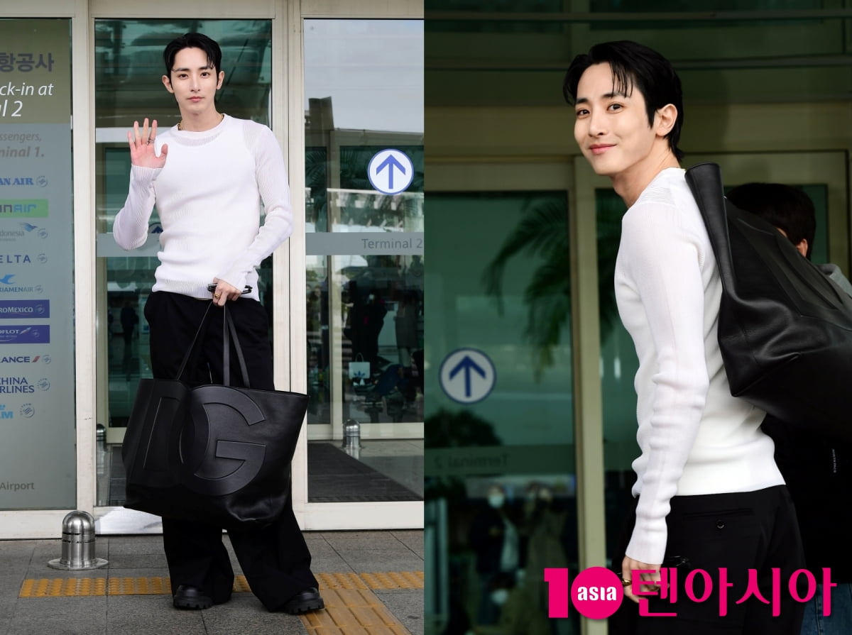 Lee Soo-hyuk, shining airport fashion with muscle fit... Beautiful visual 