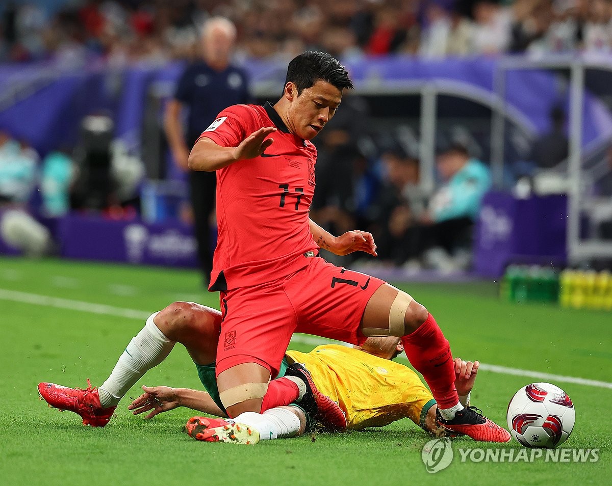 클린스만호, 호주와 아시안컵 8강전 전반 0-1로 끌려가