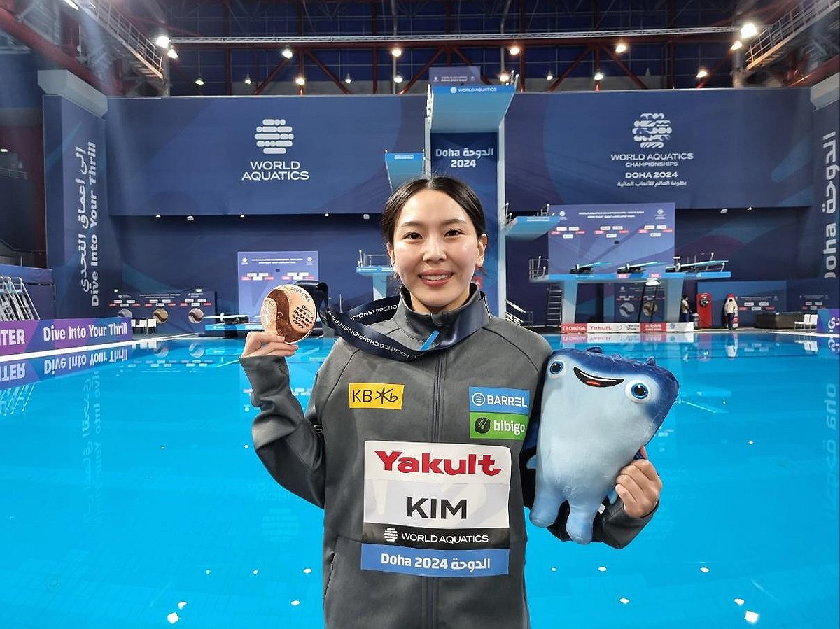 김수지, 이재경과 호흡한 싱크로3ｍ 3위…세계선수권 3번째 메달