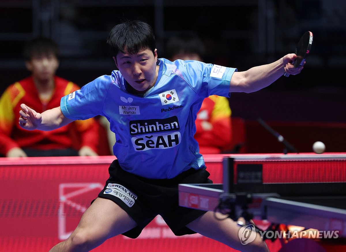남자 탁구, 중국에 2-3 역전패…부산 세계선수권 동메달(종합)